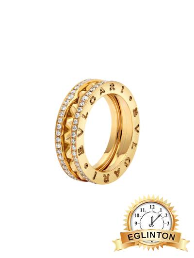 B.zero1 Mens Ring B.zero1 Rock 18 kt yellow gold one-band ring with studded spiral set with pavé diamonds on the edges Size 58 - Johny Watches