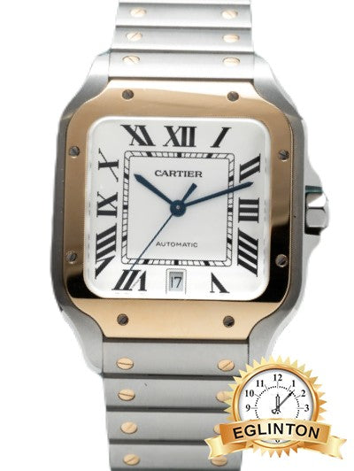 Cartier Santos De Cartier Large 18K Yellow Gold & Steel Silver Dial W2SA0009 "2024" - Johny Watches