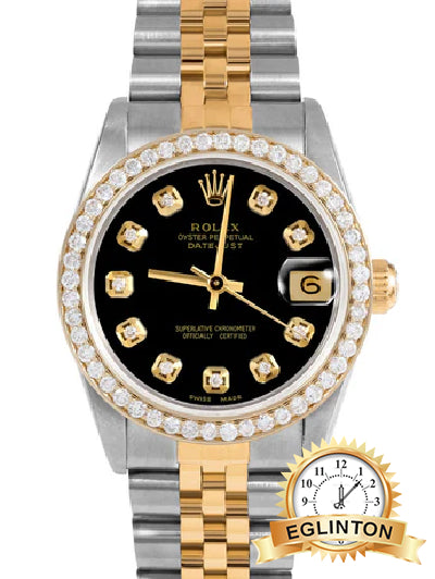 Rolex 6827 Datejust 31mm Two Tone with Custom Black Diamond Dial & Bezel "1978"