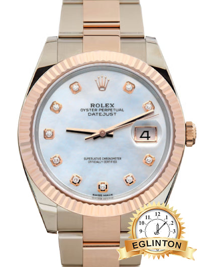 Rolex Datejust 41mm Two Tone Rosegold  126331 M.O.P Diamond Dial "2017" - Johny Watches