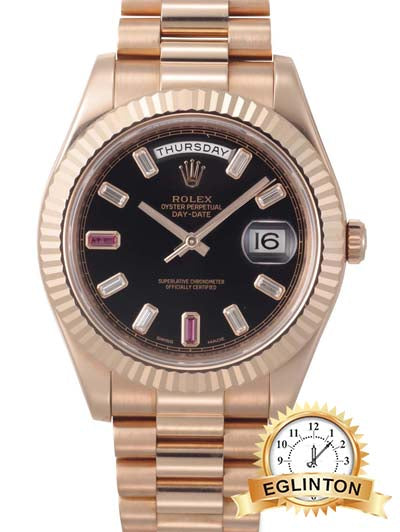 Rolex Day-Date II 218235 With diamond baguette & ruby dial "2013" Rare - Johny Watches